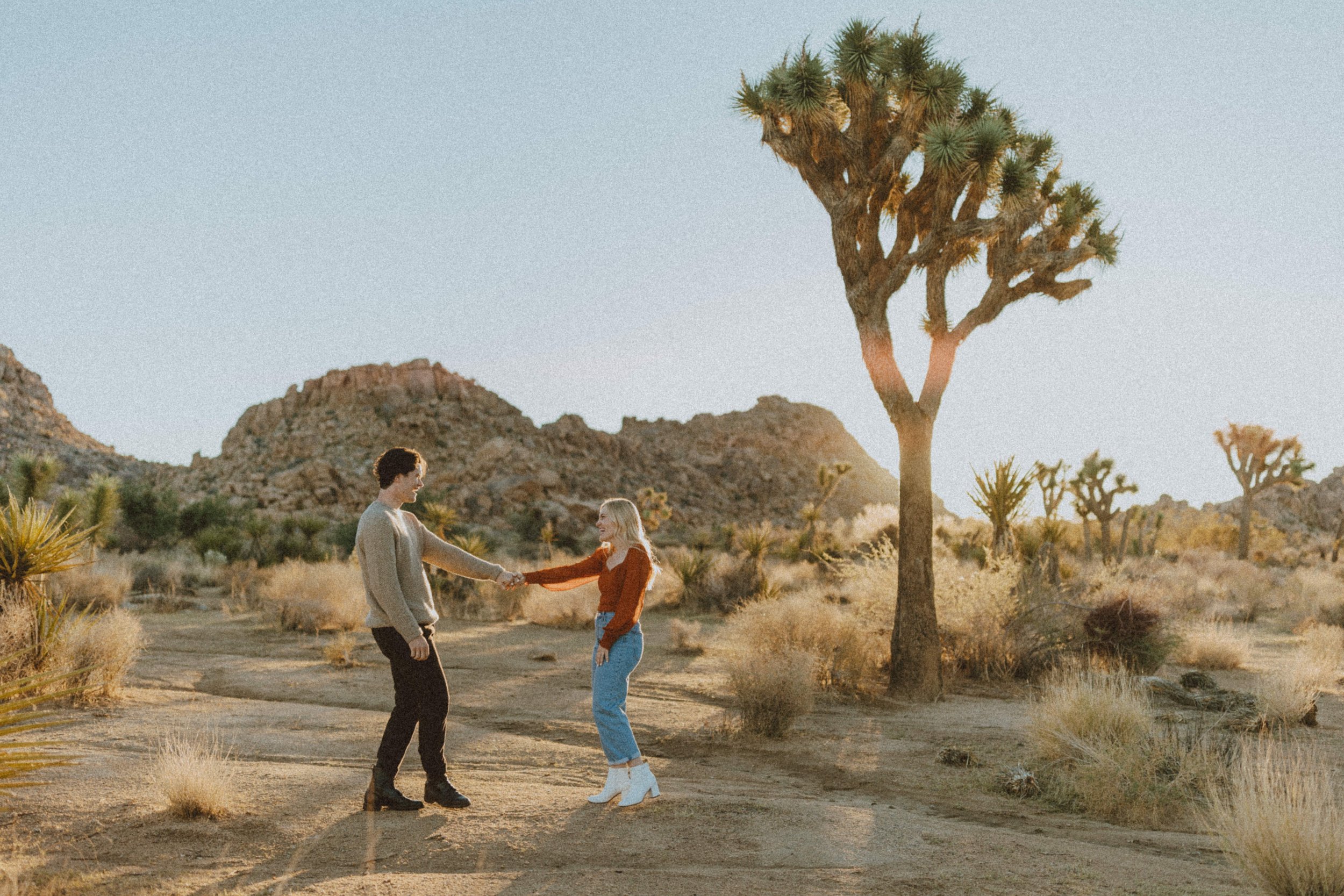 joshua tree engagement wedding elopement photographer warm happy candid fun