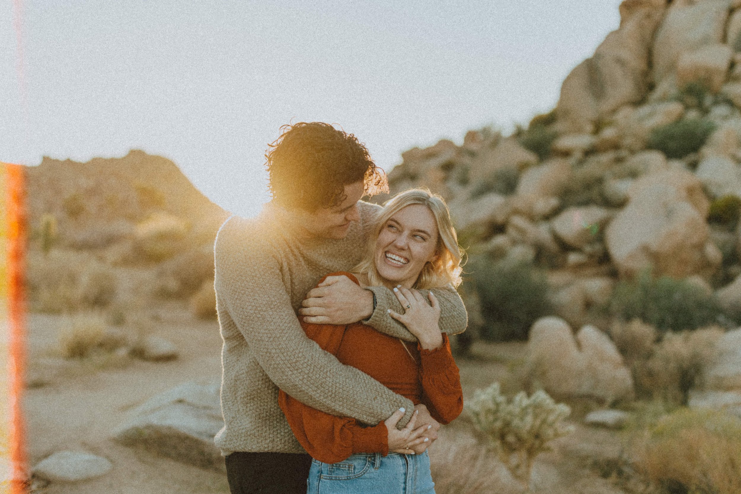 joshua tree engagement wedding elopement photographer warm happy candid fun