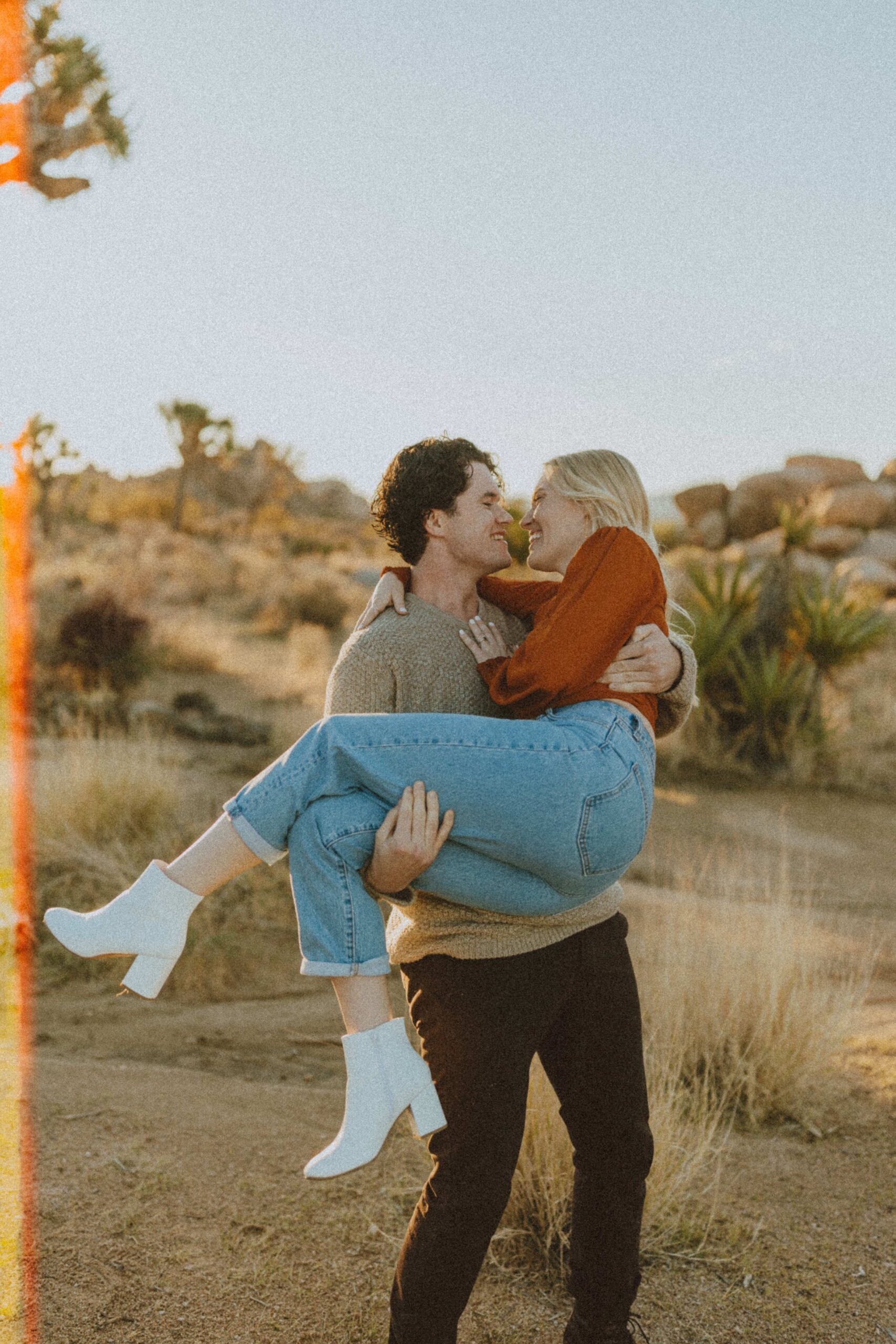 joshua tree engagement wedding elopement photographer warm happy candid fun