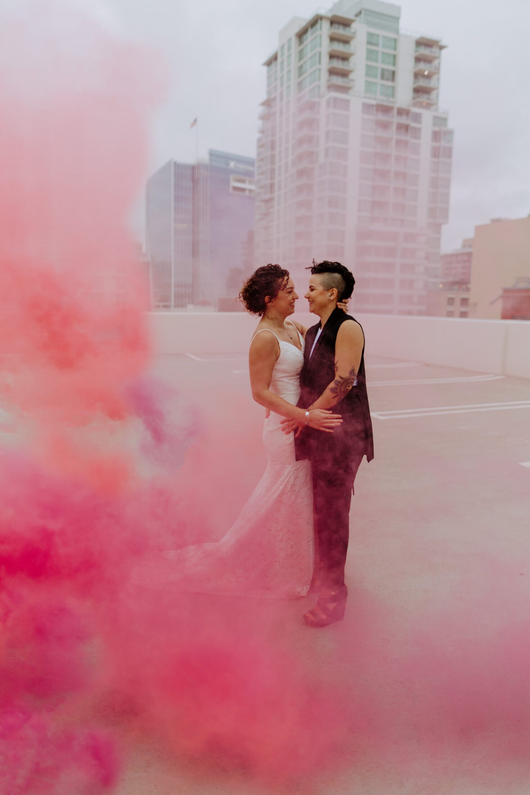 Paula + Steph Elopement Smoke Bombs Balboa Park Chalk Rooftop Photo Shoot-101.jpg