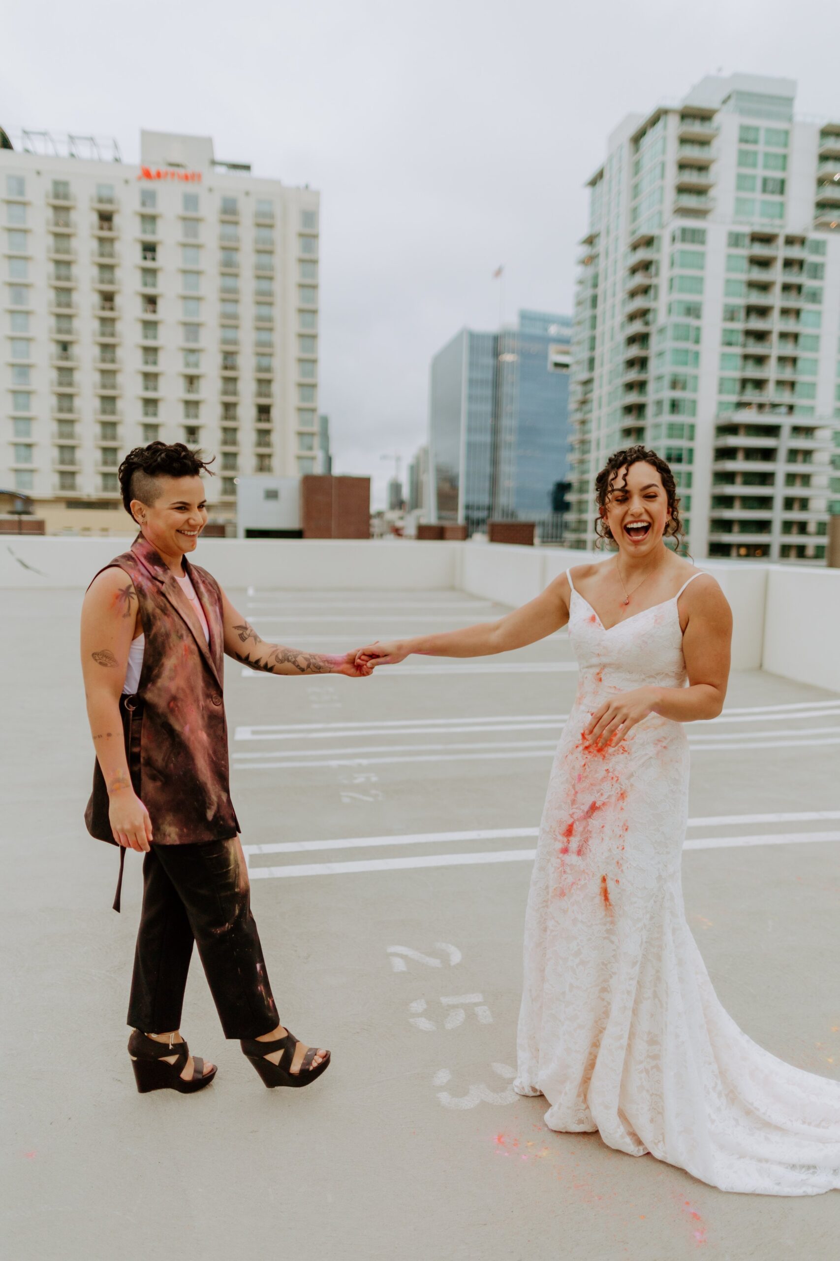 Paula + Steph Elopement Smoke Bombs Balboa Park Chalk Rooftop Photo Shoot-125.jpg