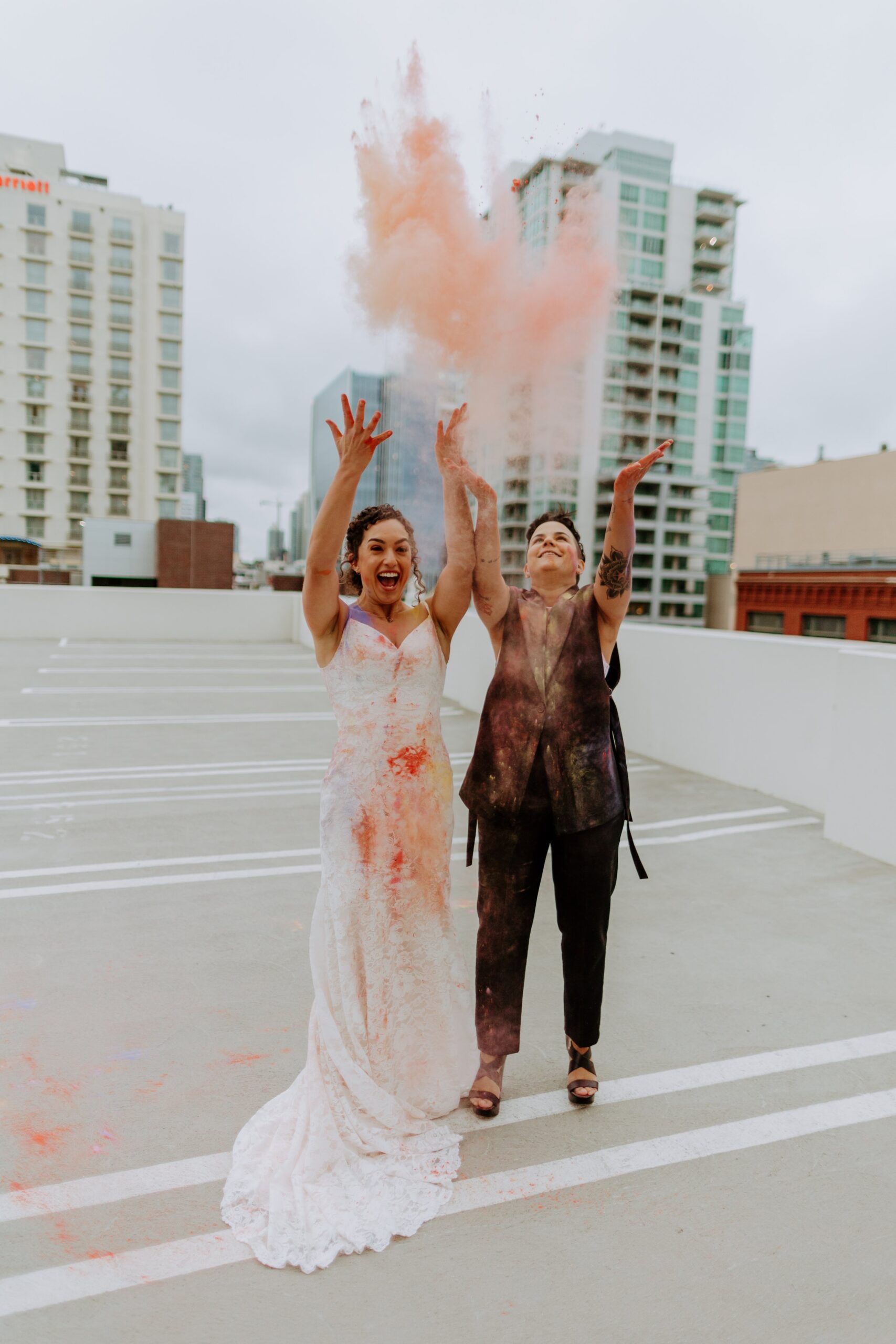 Paula + Steph Elopement Smoke Bombs Balboa Park Chalk Rooftop Photo Shoot-144.jpg