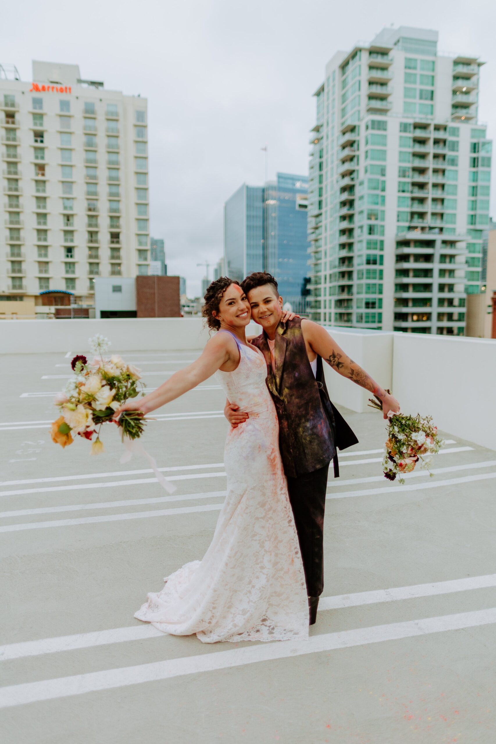 Paula + Steph Elopement Smoke Bombs Balboa Park Chalk Rooftop Photo Shoot-153.jpg