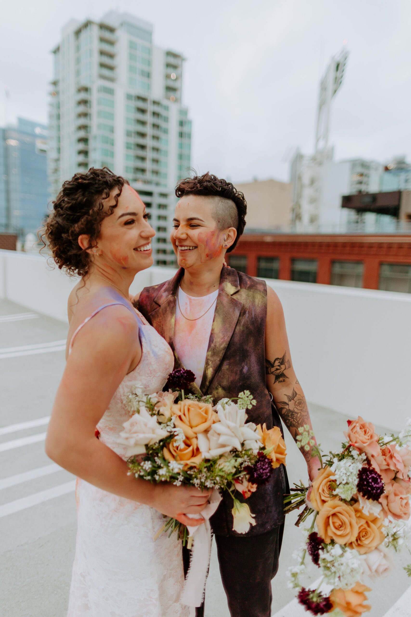 Paula + Steph Elopement Smoke Bombs Balboa Park Chalk Rooftop Photo Shoot-162.jpg