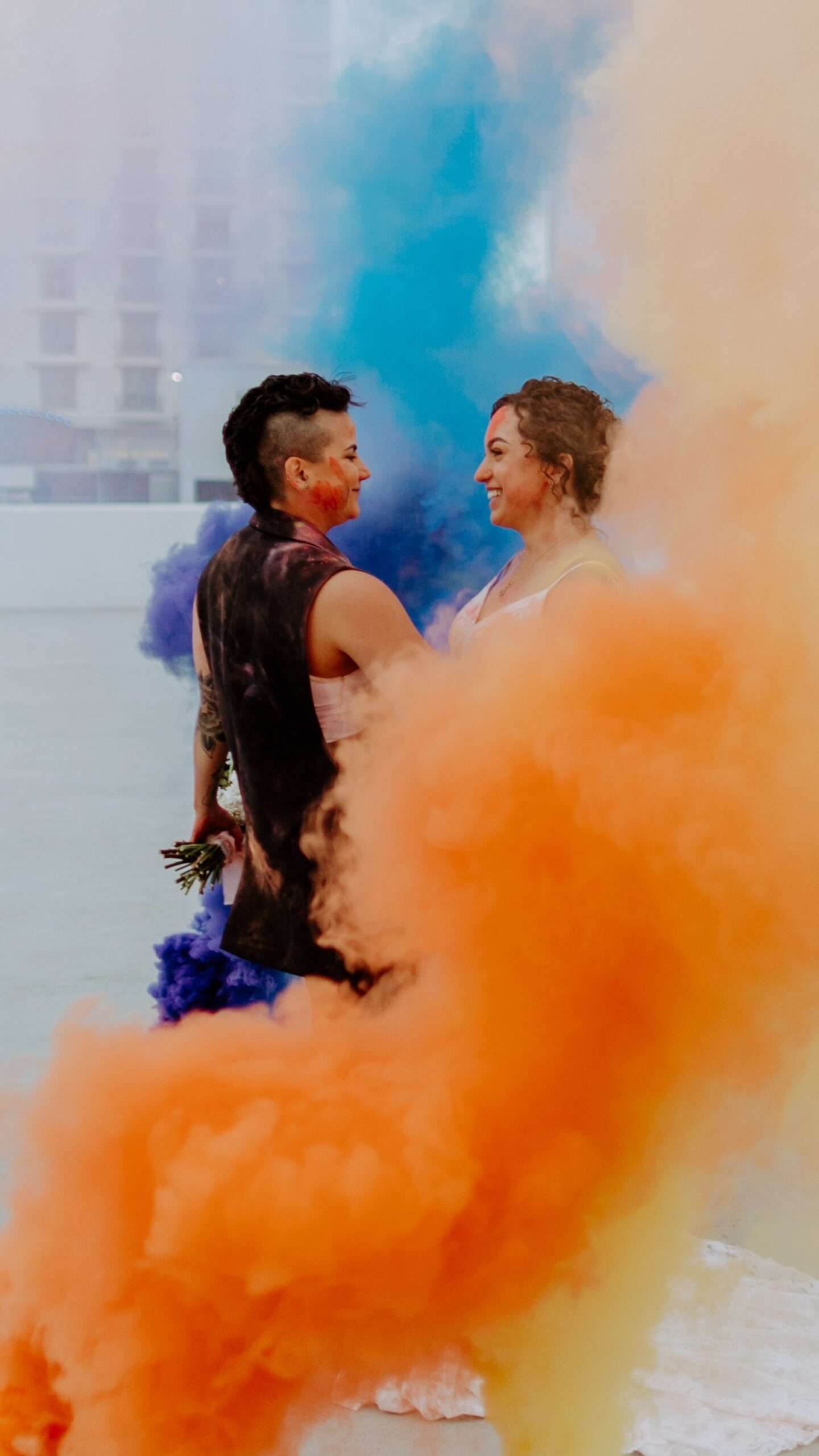 Paula + Steph Elopement Smoke Bombs Balboa Park Chalk Rooftop Photo Shoot-164.jpg