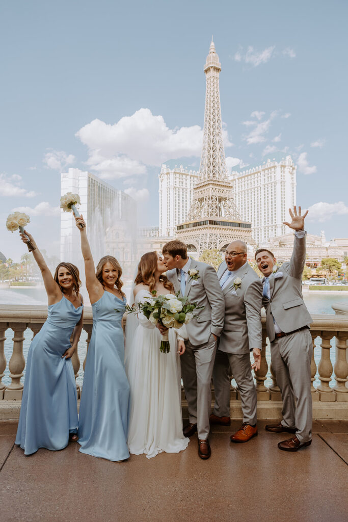 Bellagio Fountain with the Eiffel Tower in the background